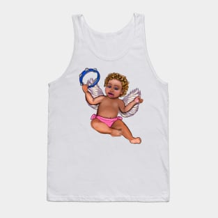 Curly haired Angel playing the tambourine- blissful Sun kissed curly haired Baby cherub angel classical art Tank Top